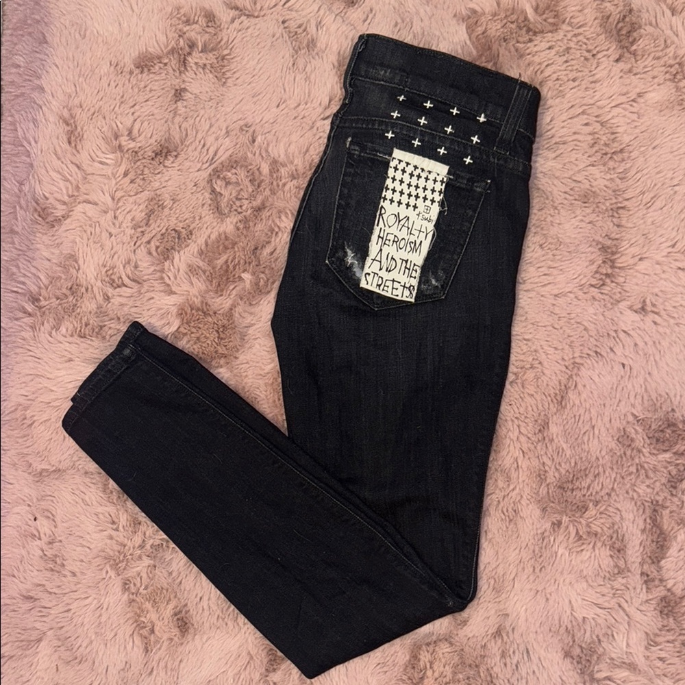 Ksubi Black Skinny Jeans with Graphic Detail